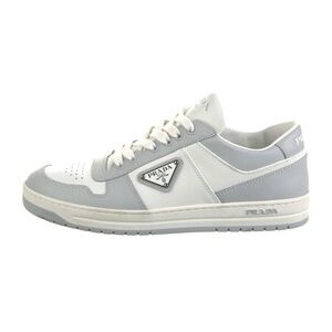 PRADA Downtown Leather Low Top Sneakers White Grey Women’s